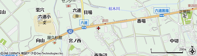 愛知県田原市六連町貝場82周辺の地図