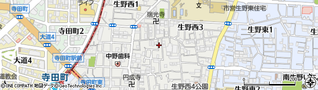 大阪府大阪市生野区生野西周辺の地図