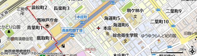 兵庫県神戸市長田区本庄町周辺の地図