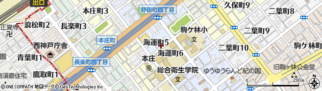 兵庫県神戸市長田区海運町周辺の地図