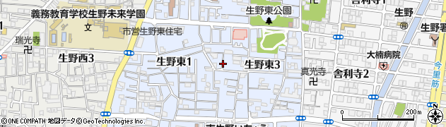 大阪府大阪市生野区生野東3丁目周辺の地図