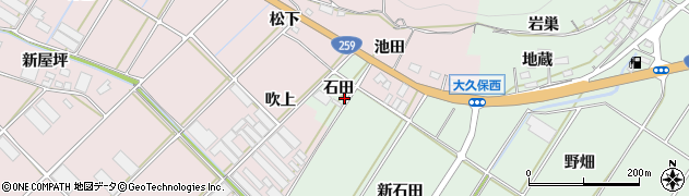 愛知県田原市大久保町石田周辺の地図