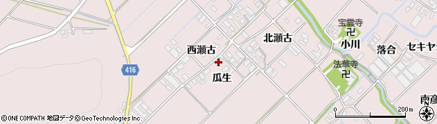 愛知県田原市野田町瓜生16周辺の地図