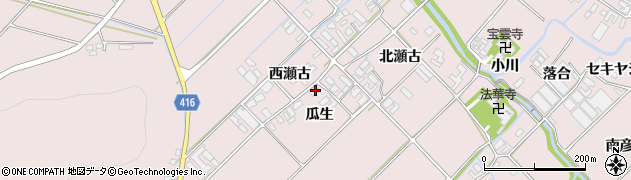 愛知県田原市野田町瓜生周辺の地図