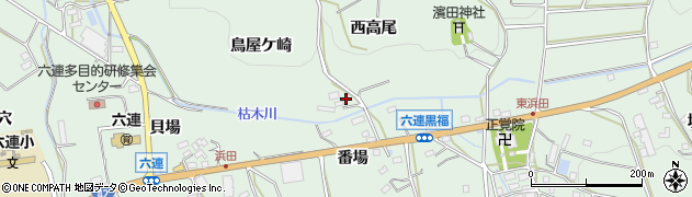 愛知県田原市六連町西高尾周辺の地図