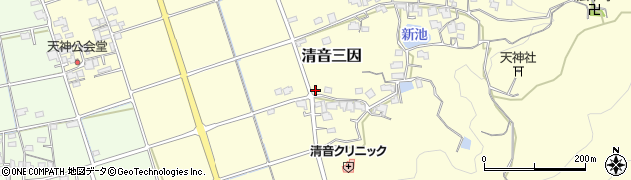 岡山県総社市清音三因周辺の地図