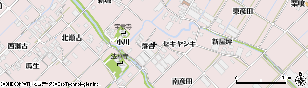 愛知県田原市野田町落合周辺の地図