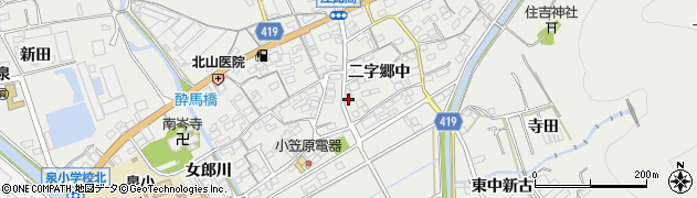 愛知県田原市江比間町二字郷中周辺の地図