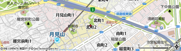兵庫県神戸市須磨区北町周辺の地図