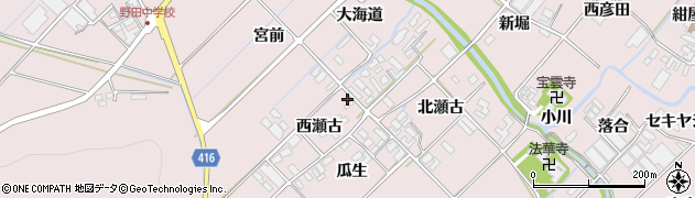 愛知県田原市野田町堂地周辺の地図