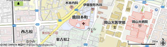 岡山県岡山市北区鹿田本町3周辺の地図