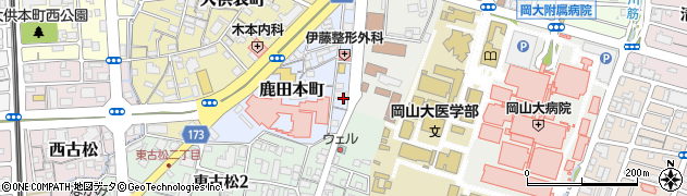 岡山県岡山市北区鹿田本町2周辺の地図