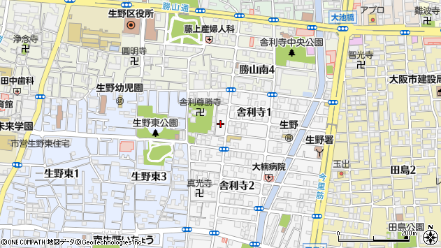 〒544-0022 大阪府大阪市生野区舎利寺の地図