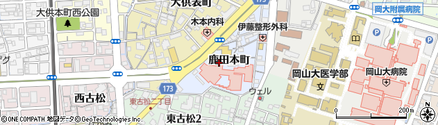 岡山県岡山市北区鹿田本町周辺の地図
