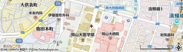 岡山県岡山市北区鹿田町周辺の地図