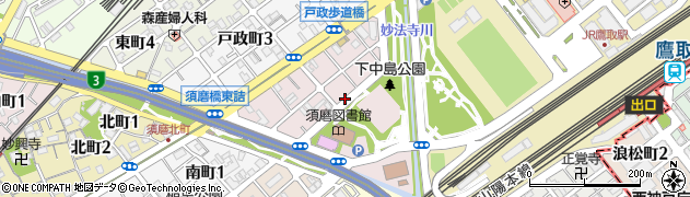 兵庫県神戸市須磨区中島町周辺の地図