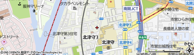 大阪府大阪市西成区北津守周辺の地図