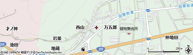 愛知県田原市大久保町（万五郎）周辺の地図
