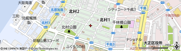 大阪府大阪市大正区北村1丁目周辺の地図