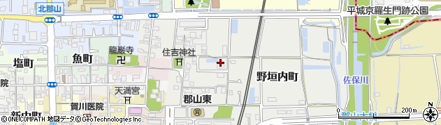 奈良県大和郡山市野垣内町周辺の地図