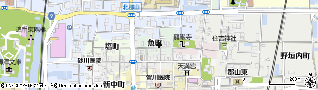 奈良県大和郡山市魚町周辺の地図