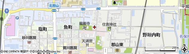 奈良県大和郡山市中鍛冶町周辺の地図