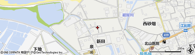 愛知県田原市江比間町新田周辺の地図