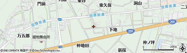 愛知県田原市大久保町（仲地田）周辺の地図