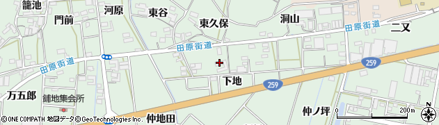 愛知県田原市大久保町（下地）周辺の地図