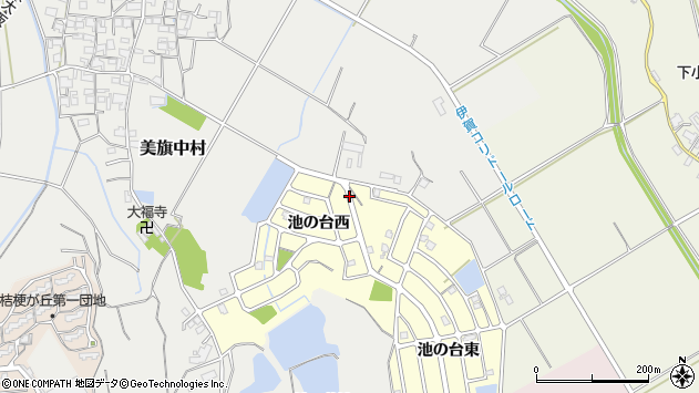 〒518-0614 三重県名張市美旗町池の台東の地図