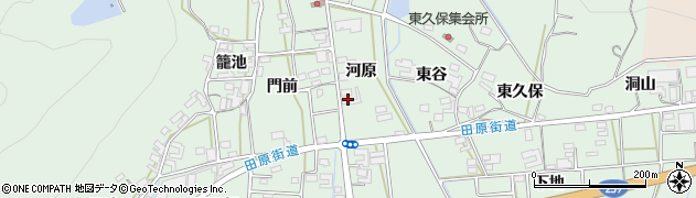 愛知県田原市大久保町（河原）周辺の地図