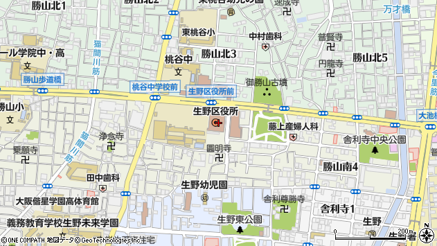 〒544-0000 大阪府大阪市生野区（以下に掲載がない場合）の地図