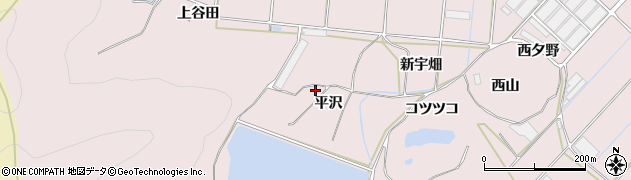愛知県田原市野田町（平沢）周辺の地図