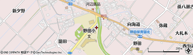 愛知県田原市野田町大門周辺の地図