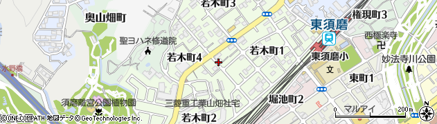 兵庫県神戸市須磨区若木町周辺の地図
