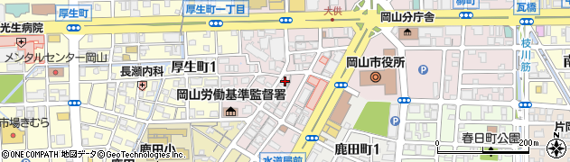 岡山大供郵便局周辺の地図