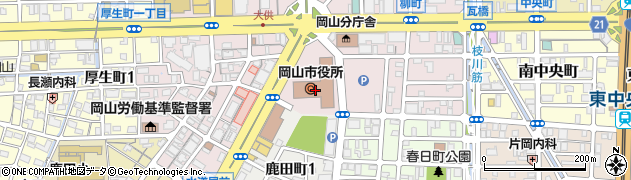 岡山市役所総務局　人事部給与課職員健康管理係周辺の地図