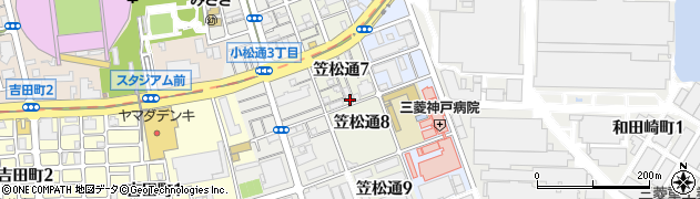 兵庫県神戸市兵庫区笠松通周辺の地図