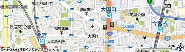 大阪市立　大国町駅有料自転車駐車場周辺の地図