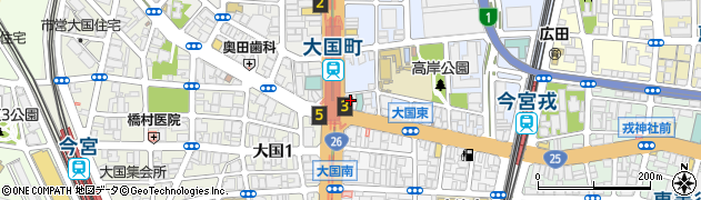 大国町駅周辺の地図