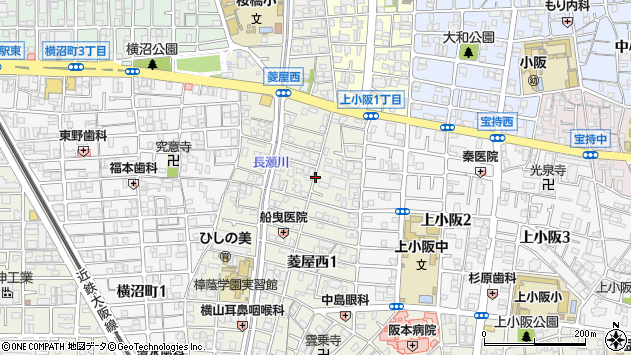 〒577-0807 大阪府東大阪市菱屋西の地図