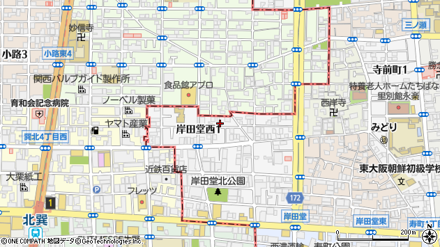 〒577-0848 大阪府東大阪市岸田堂西の地図