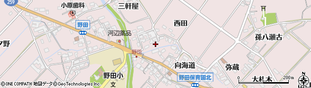 愛知県田原市野田町（西田）周辺の地図