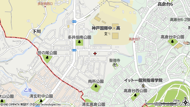 〒654-0132 兵庫県神戸市須磨区多井畑南町の地図
