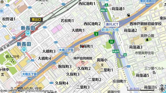 〒653-0036 兵庫県神戸市長田区腕塚町の地図