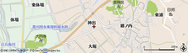 愛知県豊橋市西赤沢町（神出）周辺の地図