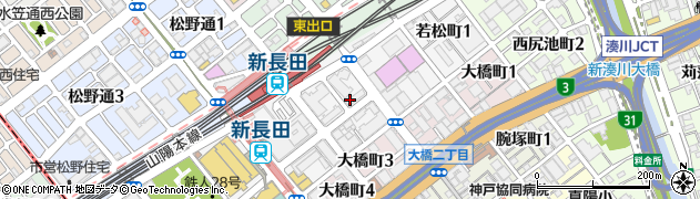兵庫県神戸市長田区若松町周辺の地図