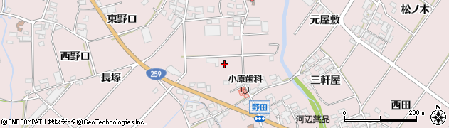愛知県田原市野田町（市場）周辺の地図