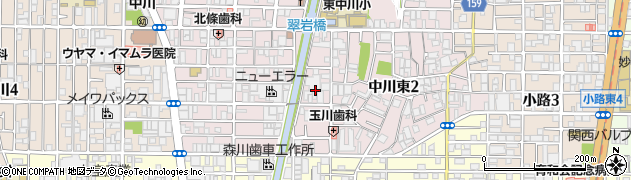 大阪府大阪市生野区中川東周辺の地図