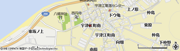 愛知県田原市宇津江町南65周辺の地図